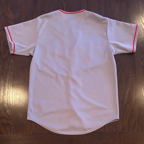 Majestic Los Angeles Anaheim Angels Baseball Gray and Red Jersey - Picture 7 of 7